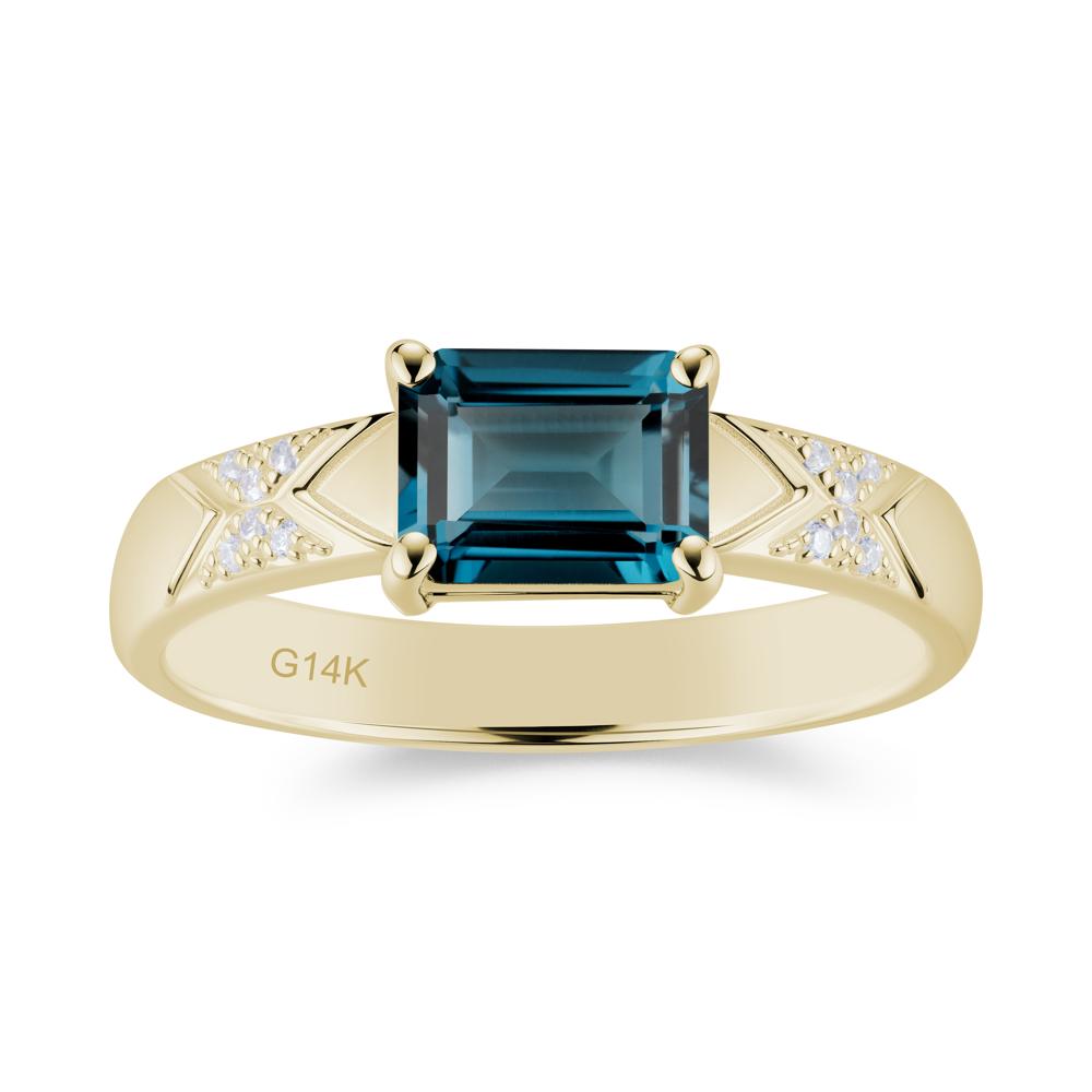 Unisex Emerald Cut Black Spinel Wide Band Ring - LUO Jewelry #gemstone_London Blue Topaz