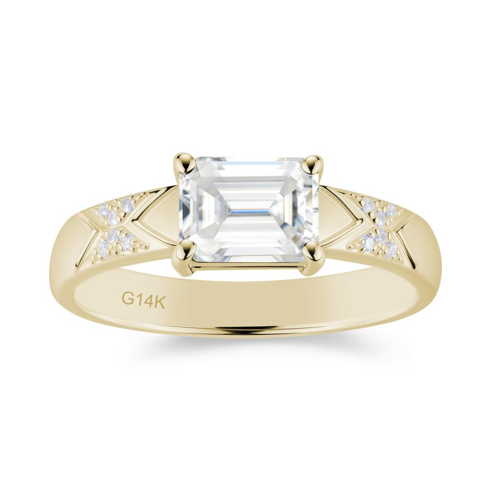 Unisex Emerald Cut Black Spinel Wide Band Ring - LUO Jewelry #gemstone_Moissanite
