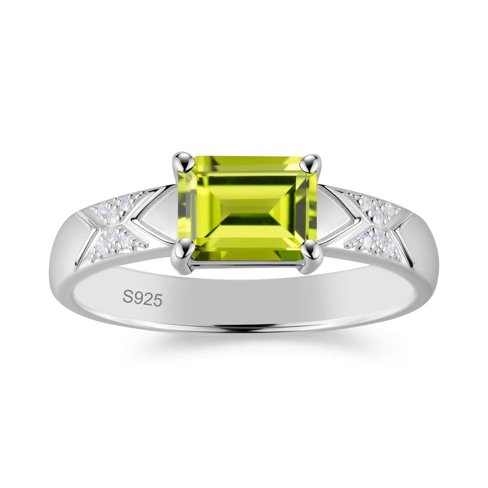 Unisex Emerald Cut Black Spinel Wide Band Ring - LUO Jewelry #gemstone_Peridot