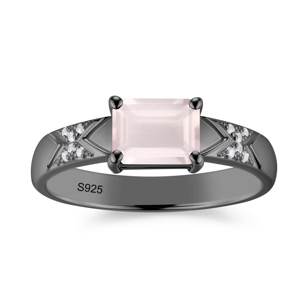 Unisex Emerald Cut Black Spinel Wide Band Ring - LUO Jewelry #gemstone_Rose Quartz