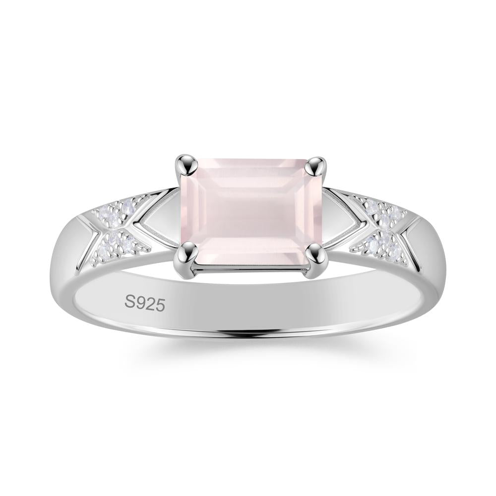 Unisex Emerald Cut Black Spinel Wide Band Ring - LUO Jewelry #gemstone_Rose Quartz