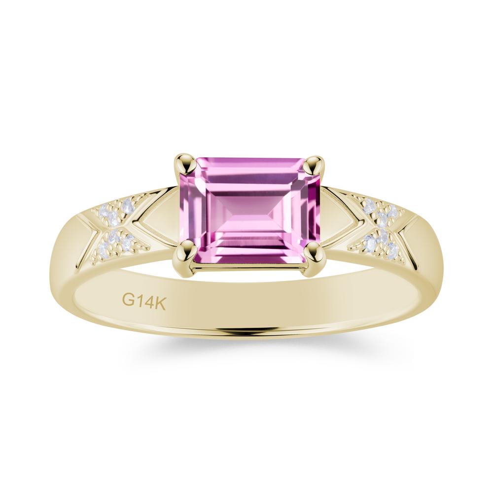 Unisex Emerald Cut Black Spinel Wide Band Ring - LUO Jewelry #gemstone_Pink Sapphire