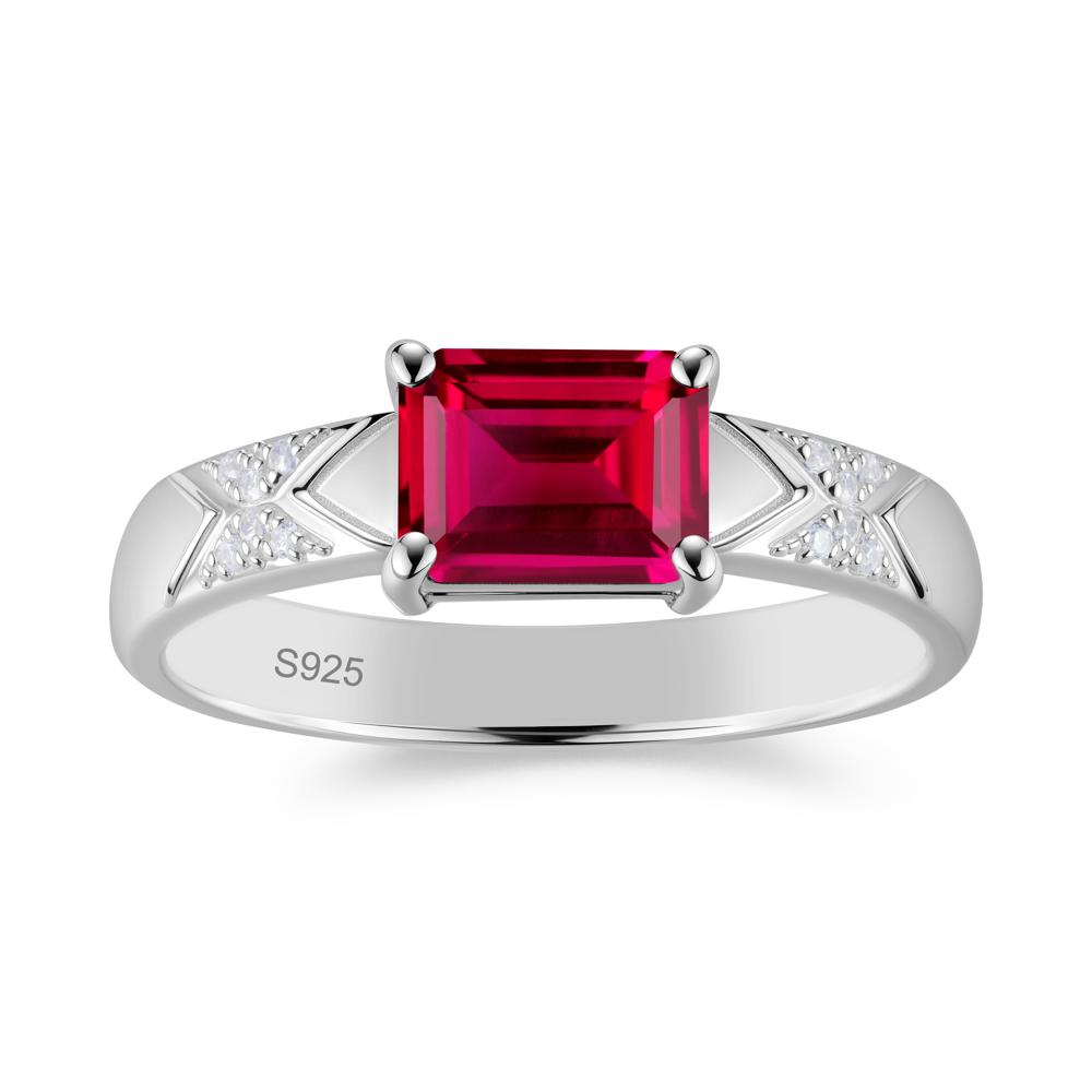 Unisex Emerald Cut Black Spinel Wide Band Ring - LUO Jewelry #gemstone_Ruby