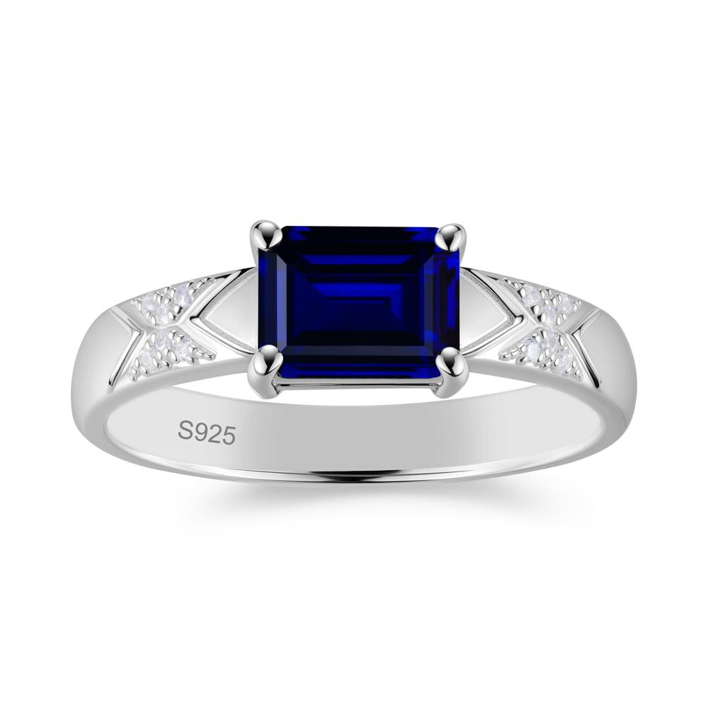 Unisex Emerald Cut Black Spinel Wide Band Ring - LUO Jewelry #gemstone_Sapphire