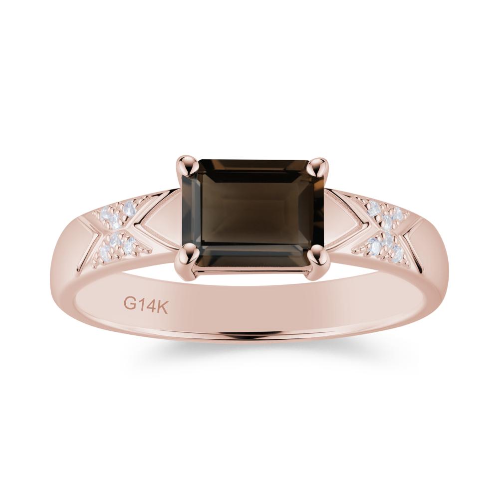 Unisex Emerald Cut Black Spinel Wide Band Ring - LUO Jewelry #gemstone_Smoky Quartz
