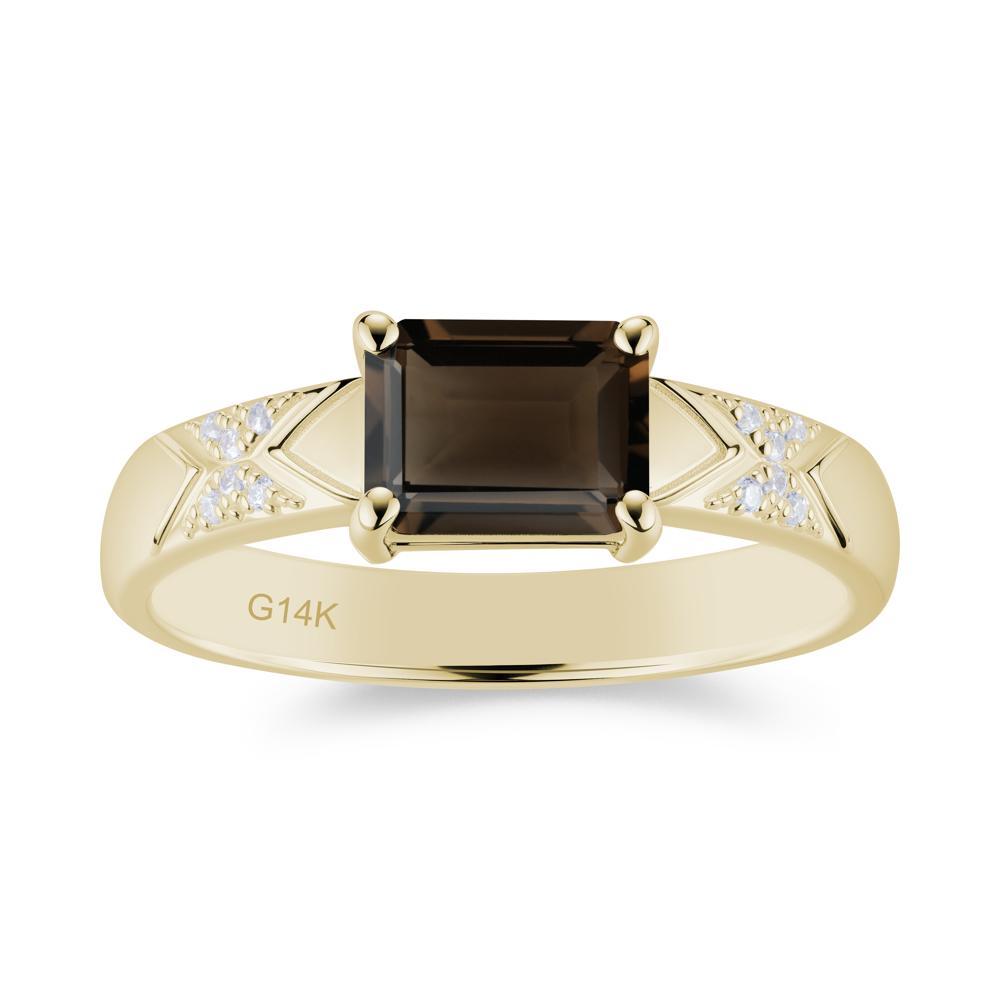 Unisex Emerald Cut Black Spinel Wide Band Ring - LUO Jewelry #gemstone_Smoky Quartz