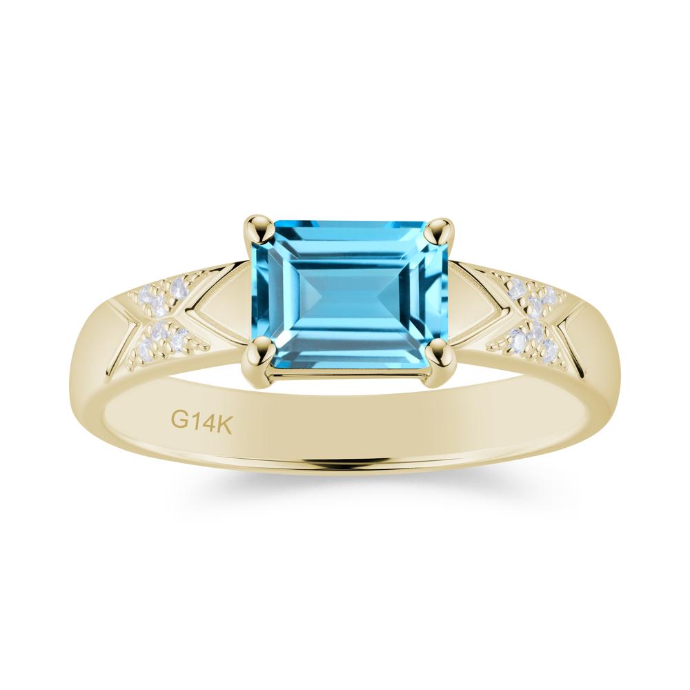Unisex Emerald Cut Black Spinel Wide Band Ring - LUO Jewelry #gemstone_Swiss Blue Topaz