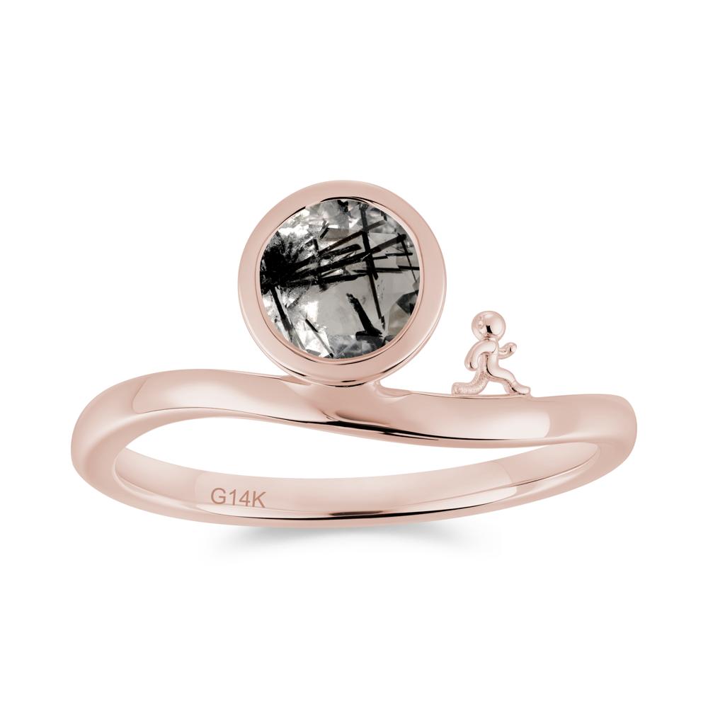 Freedom Courage Inspired Bezel Sapphire Ring - LUO Jewelry #gemstone_Black Rutilated Quartz