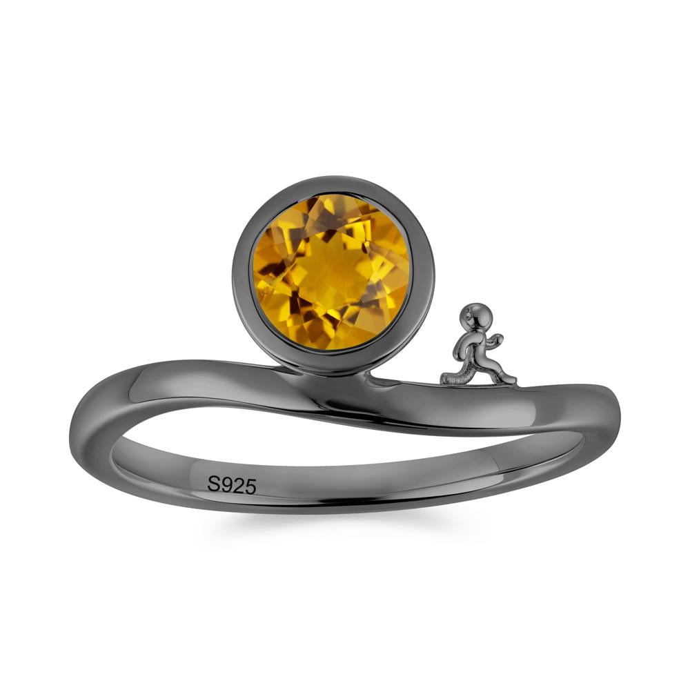 Freedom Courage Inspired Bezel Sapphire Ring - LUO Jewelry #gemstone_Citrine