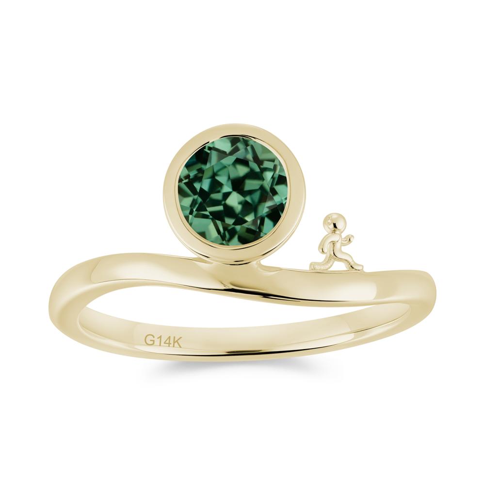 Freedom Courage Inspired Bezel Sapphire Ring - LUO Jewelry #gemstone_Green Sapphire