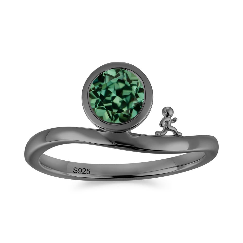 Freedom Courage Inspired Bezel Sapphire Ring - LUO Jewelry #gemstone_Green Sapphire