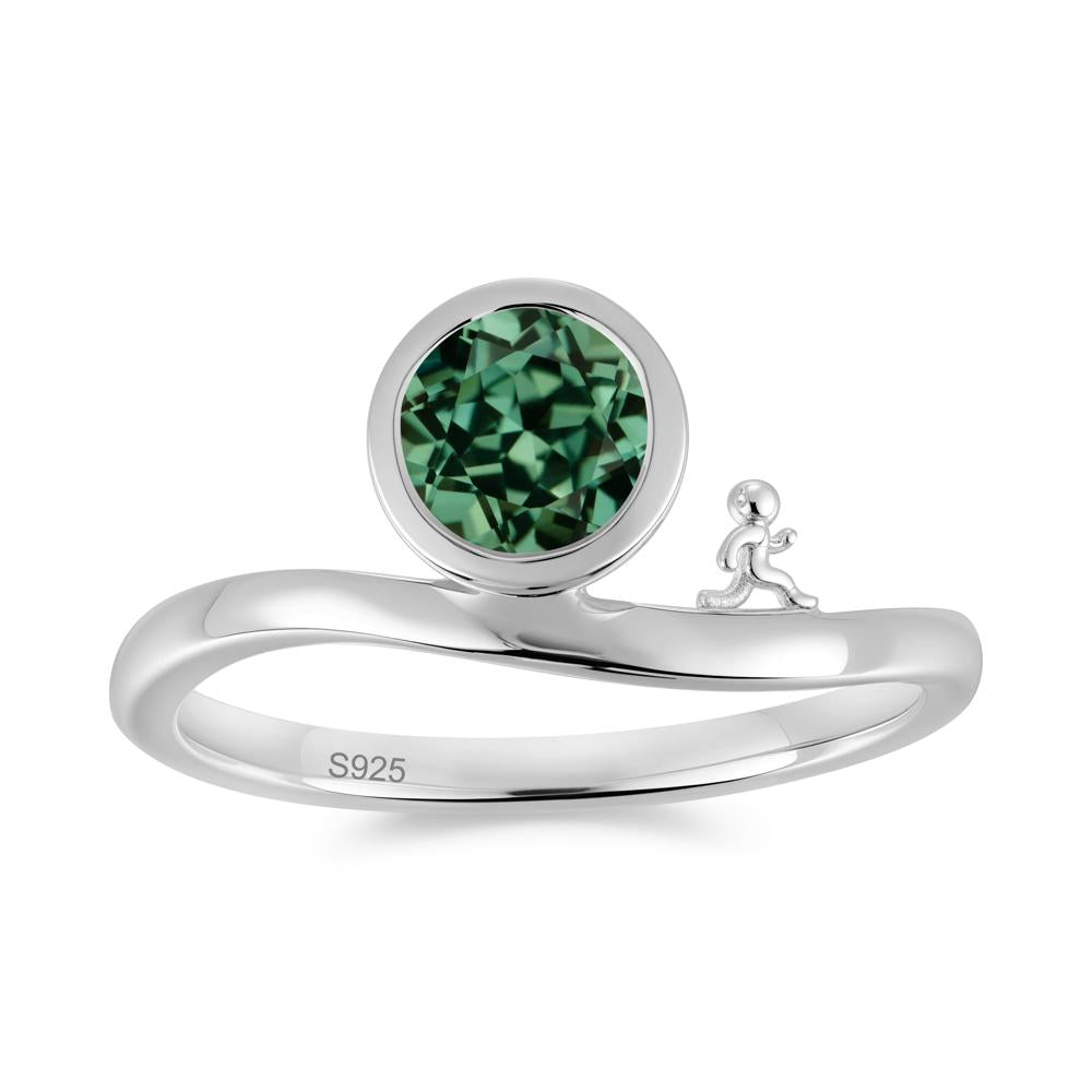 Freedom Courage Inspired Bezel Sapphire Ring - LUO Jewelry #gemstone_Green Sapphire