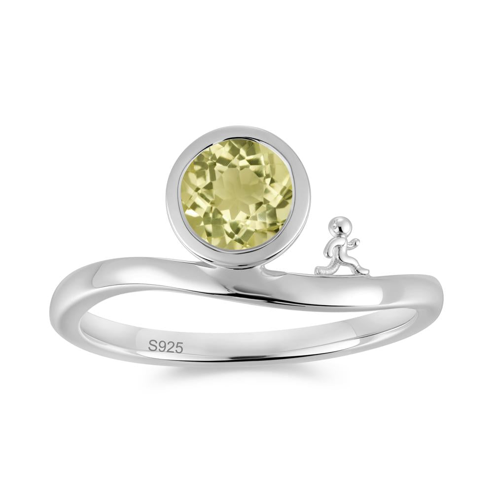 Freedom Courage Inspired Bezel Sapphire Ring - LUO Jewelry #gemstone_Lemon Quartz