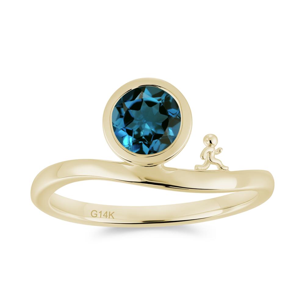 Freedom Courage Inspired Bezel Sapphire Ring - LUO Jewelry #gemstone_London Blue Topaz