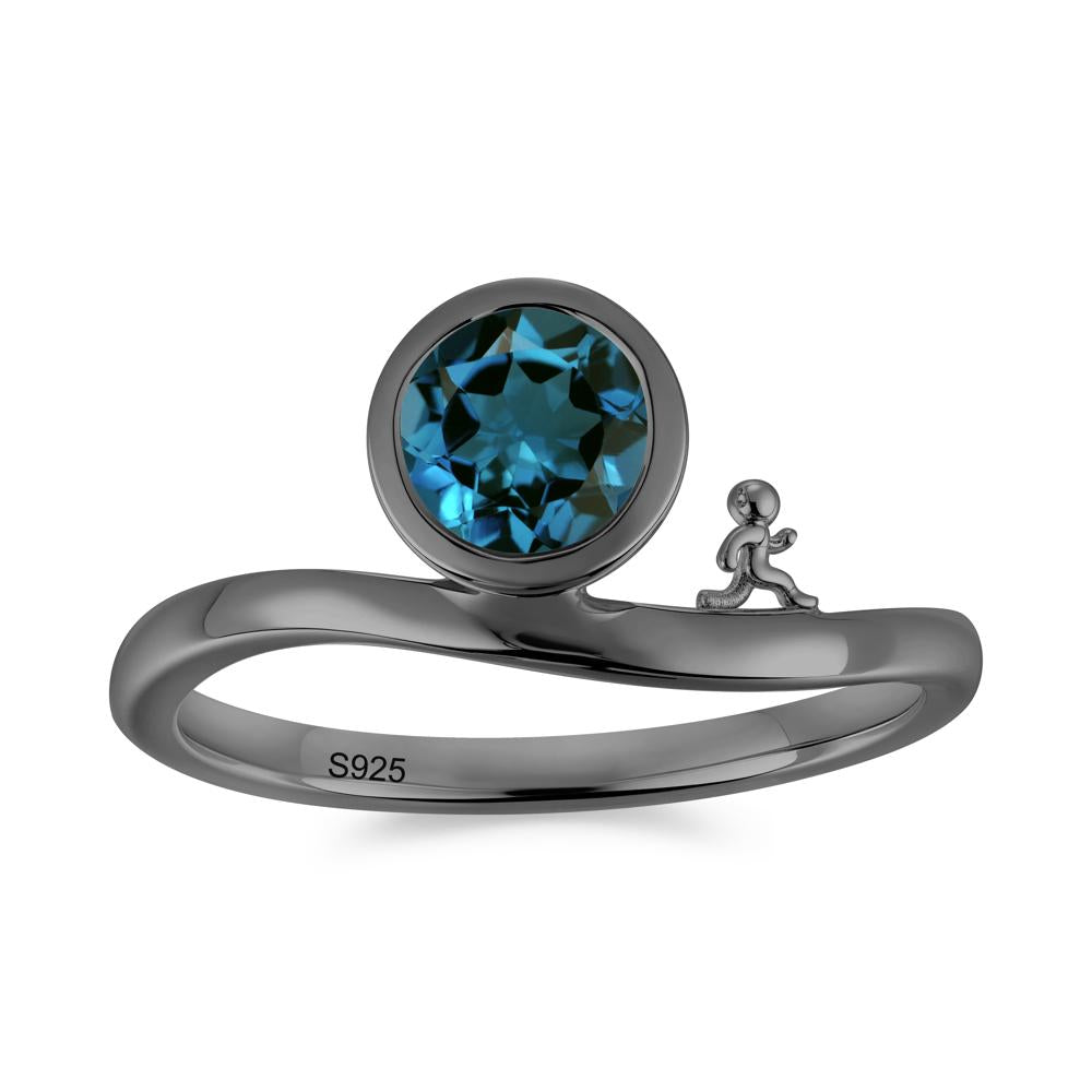 Freedom Courage Inspired Bezel Sapphire Ring - LUO Jewelry #gemstone_London Blue Topaz