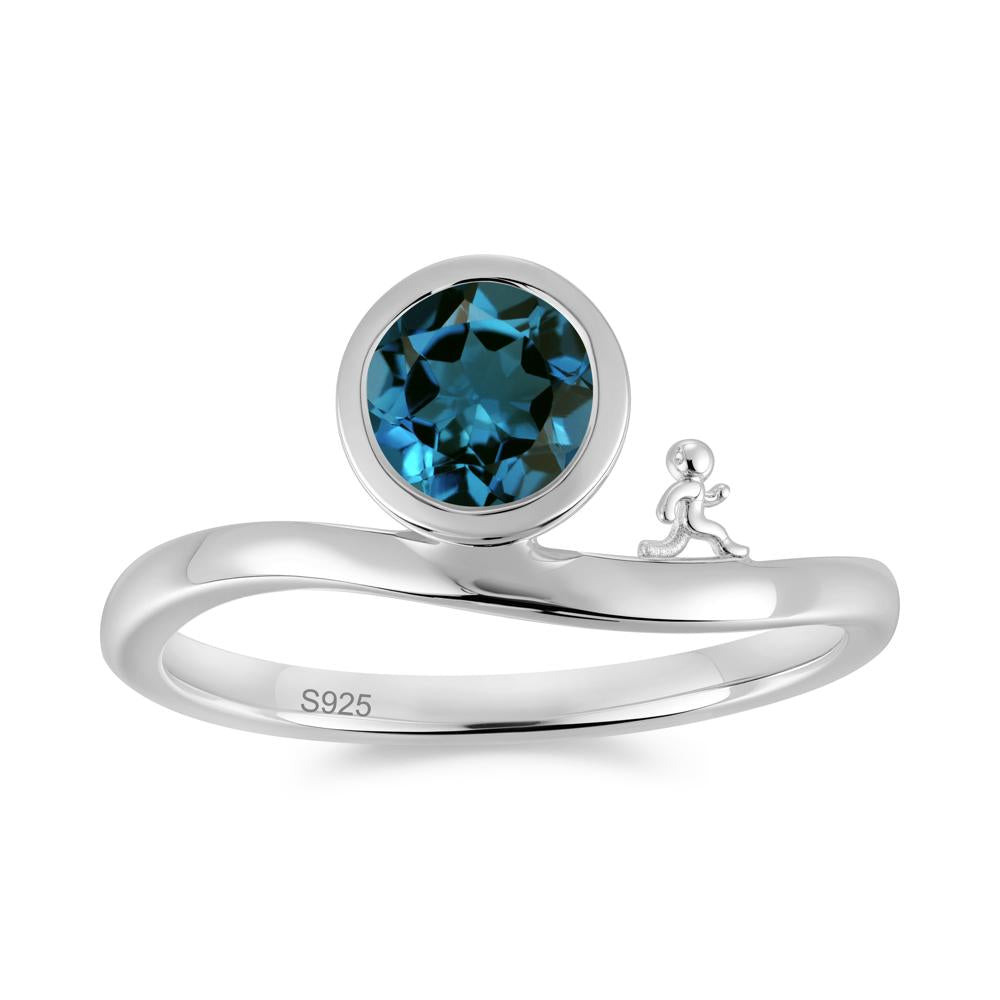 Freedom Courage Inspired Bezel Sapphire Ring - LUO Jewelry #gemstone_London Blue Topaz