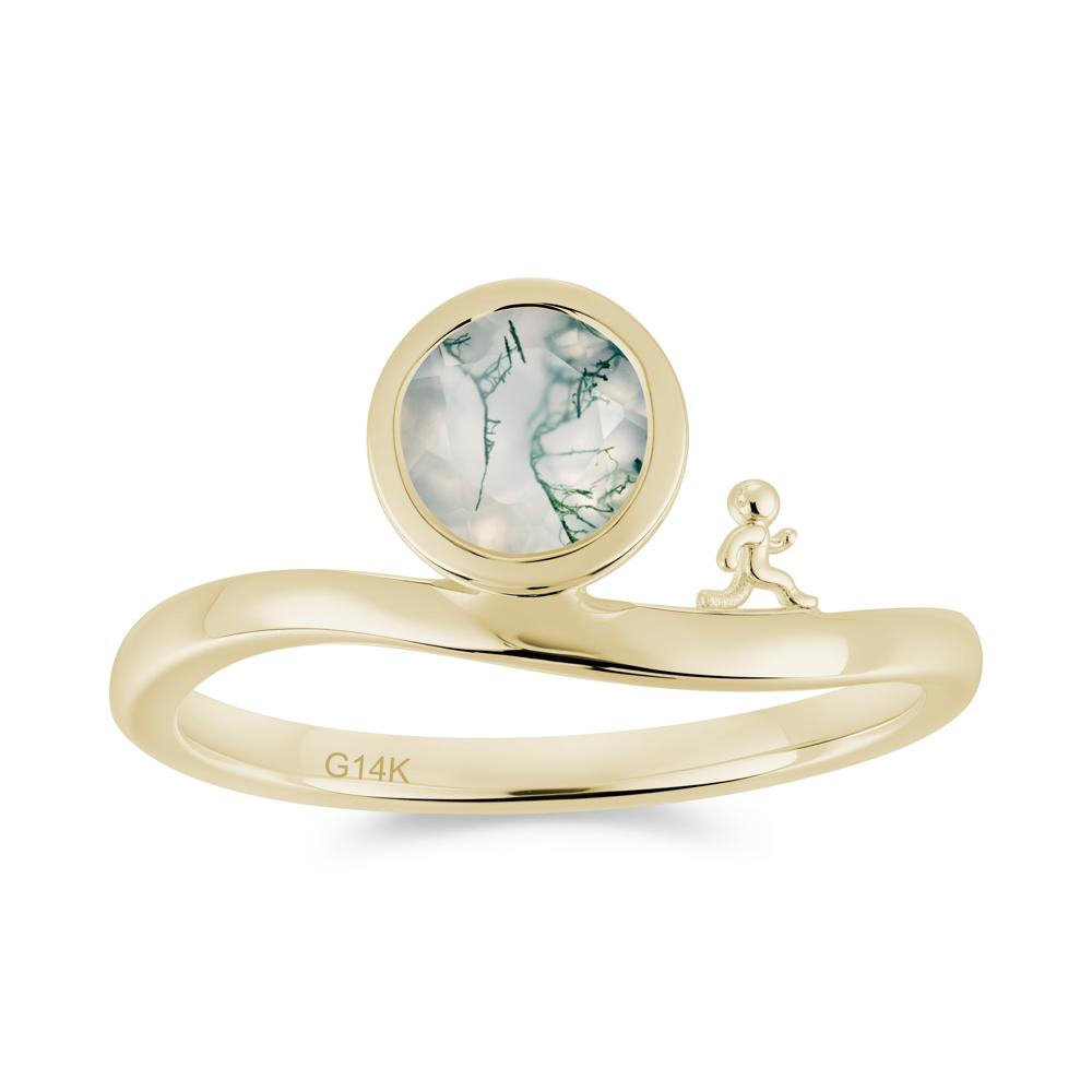 Freedom Courage Inspired Bezel Sapphire Ring - LUO Jewelry #gemstone_Moss Agate