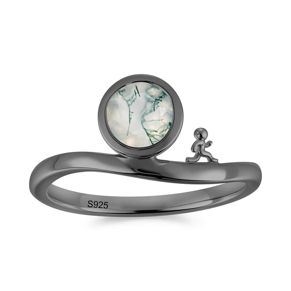 Freedom Courage Inspired Bezel Sapphire Ring - LUO Jewelry #gemstone_Moss Agate