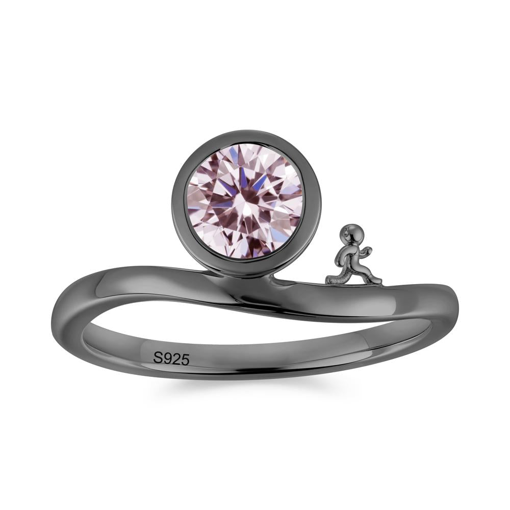 Freedom Courage Inspired Bezel Sapphire Ring - LUO Jewelry #gemstone_Pink Cubic Zirconia
