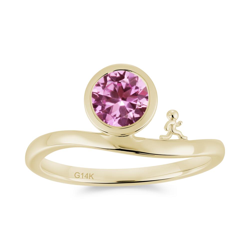 Freedom Courage Inspired Bezel Sapphire Ring - LUO Jewelry #gemstone_Pink Sapphire