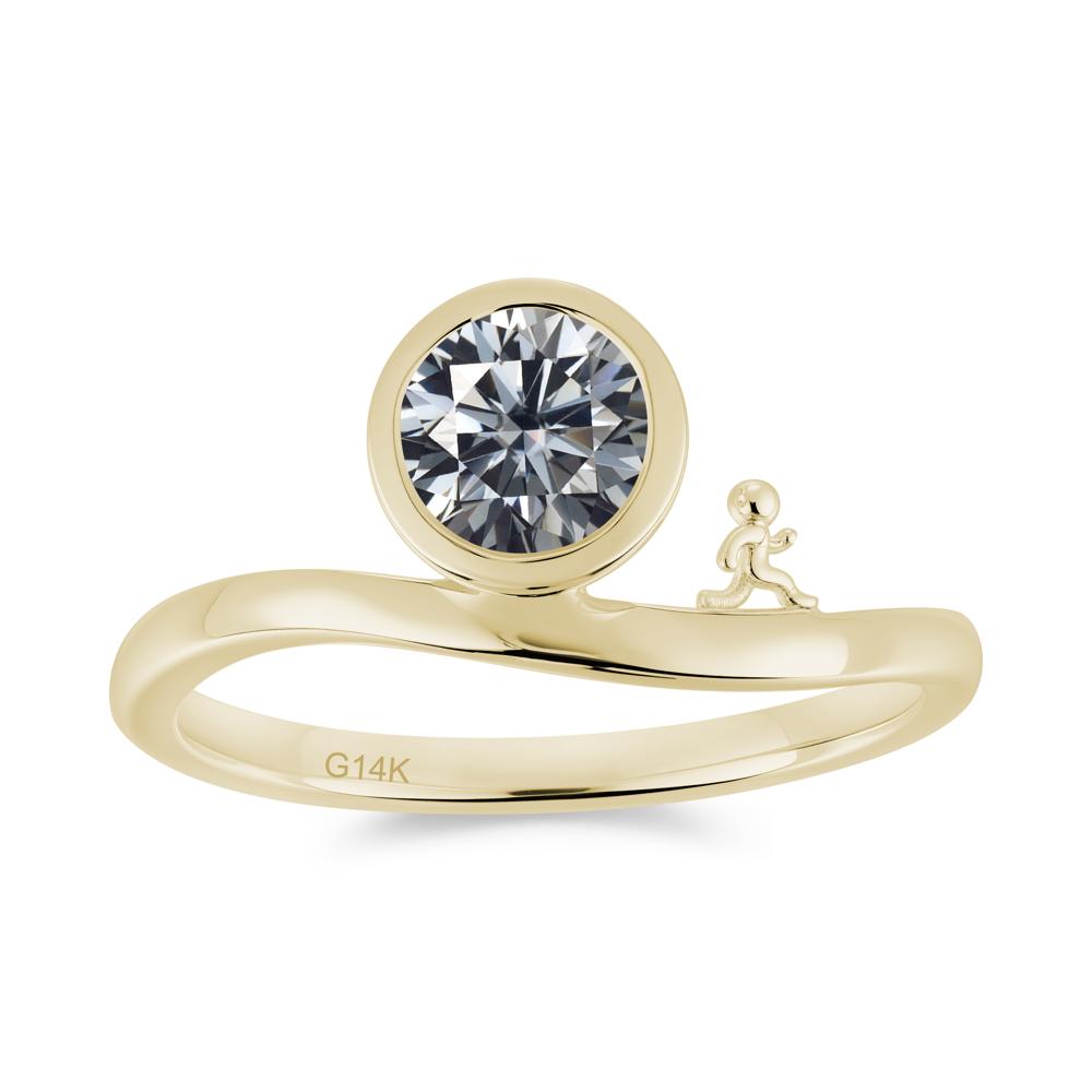 Freedom Courage Inspired Bezel Sapphire Ring - LUO Jewelry #gemstone_Grey Moissanite