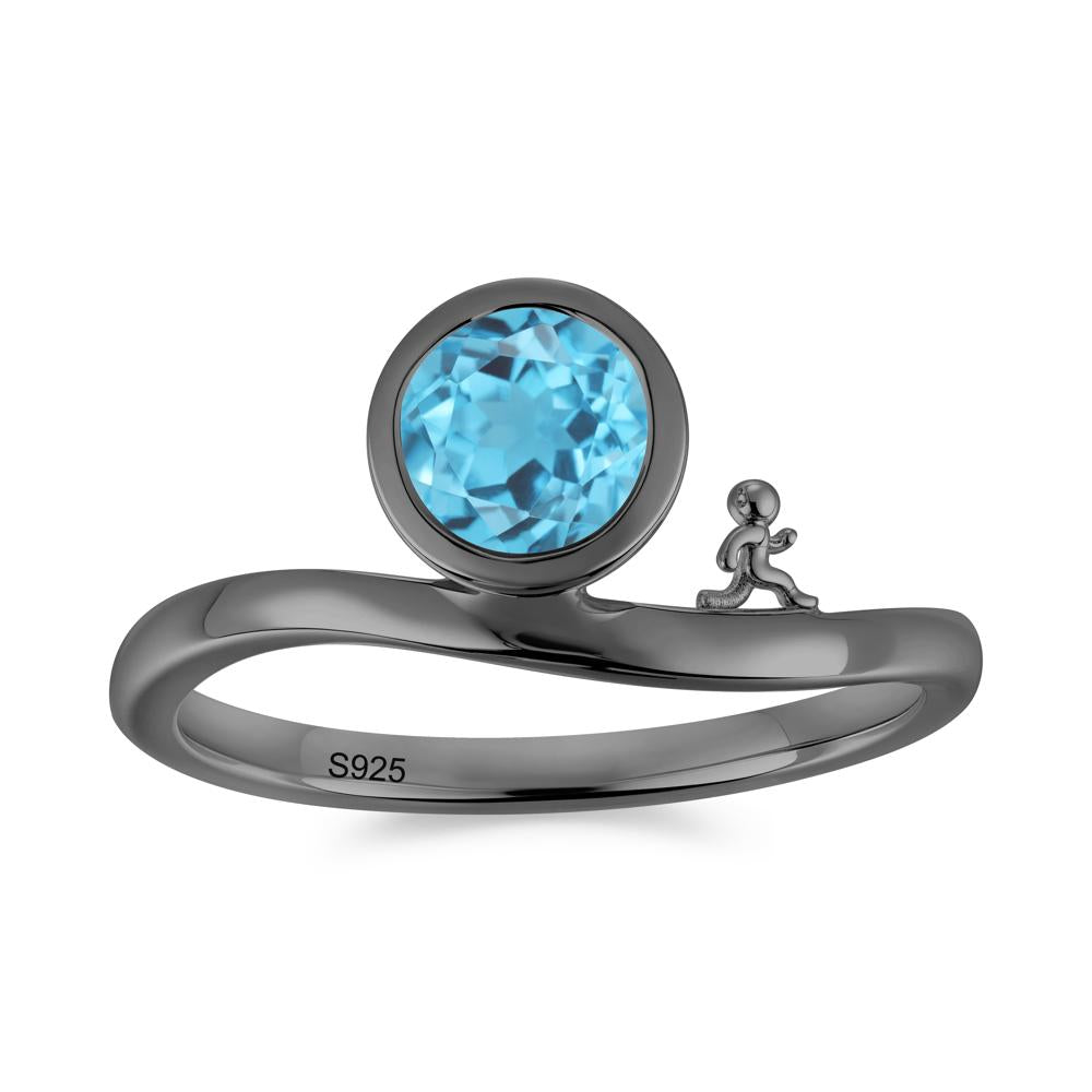 Freedom Courage Inspired Bezel Sapphire Ring - LUO Jewelry #gemstone_Swiss Blue Topaz
