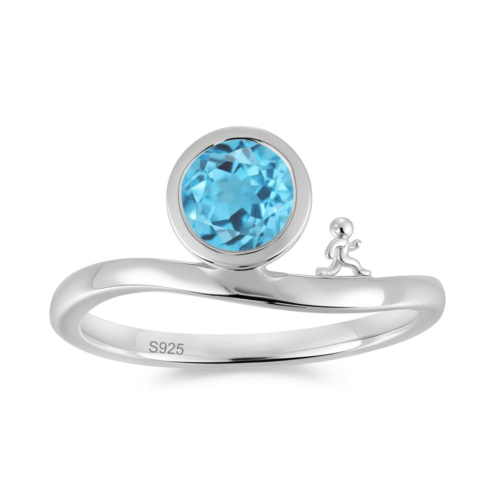 Freedom Courage Inspired Bezel Sapphire Ring - LUO Jewelry #gemstone_Swiss Blue Topaz