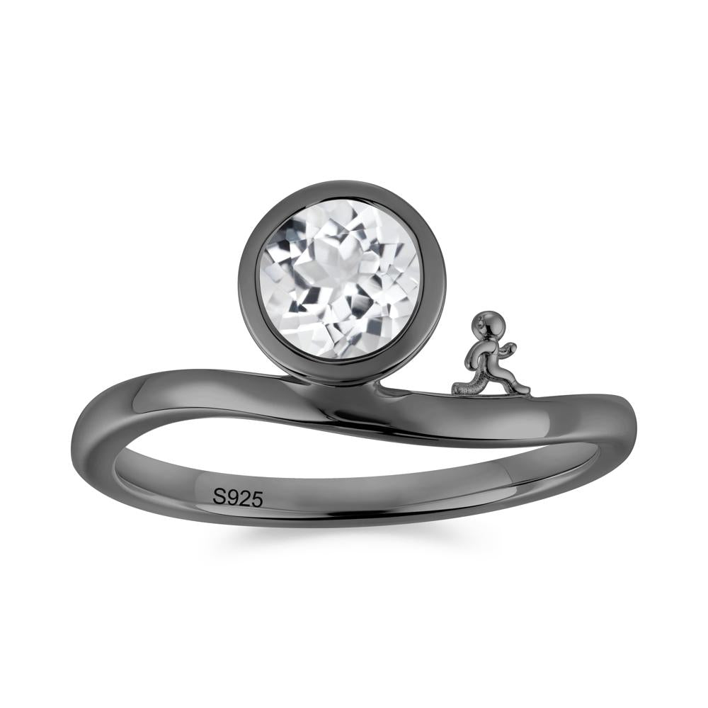 Freedom Courage Inspired Bezel Sapphire Ring - LUO Jewelry #gemstone_White Topaz