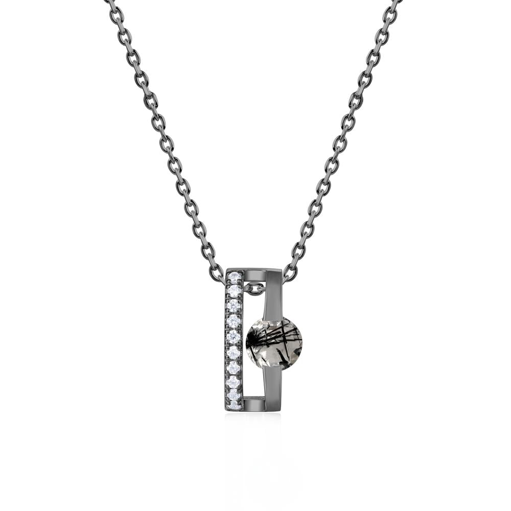 Open Hollow Modern Amethyst Necklace - LUO Jewelry #gemstone_Black Rutilated Quartz