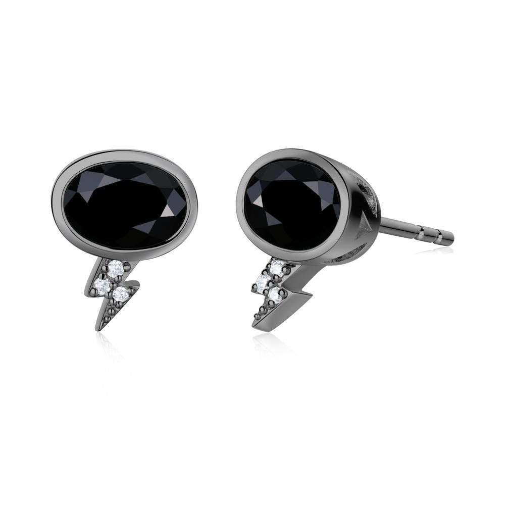 Lightning Oval Cut Garnet Stud Earrings - LUO Jewelry #gemstone_Black Spinel