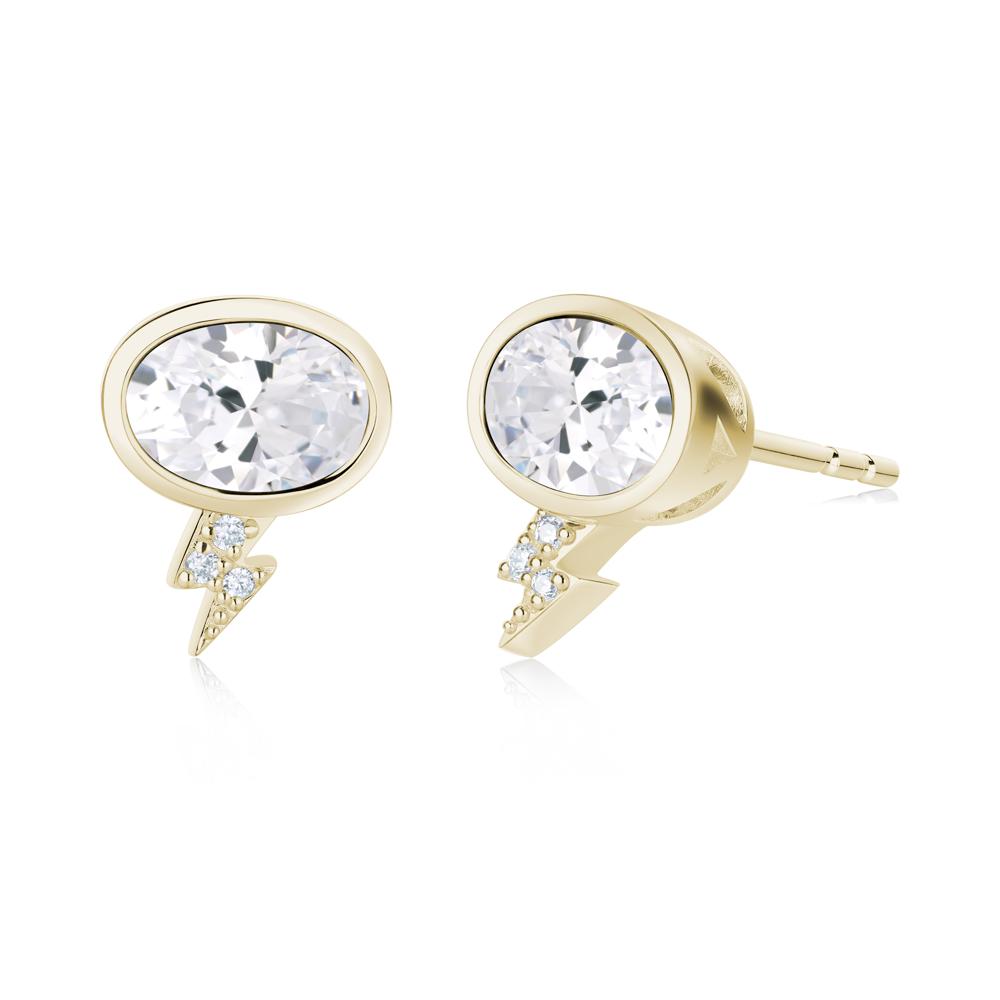 Lightning Oval Cut Garnet Stud Earrings - LUO Jewelry #gemstone_Cubic Zirconia