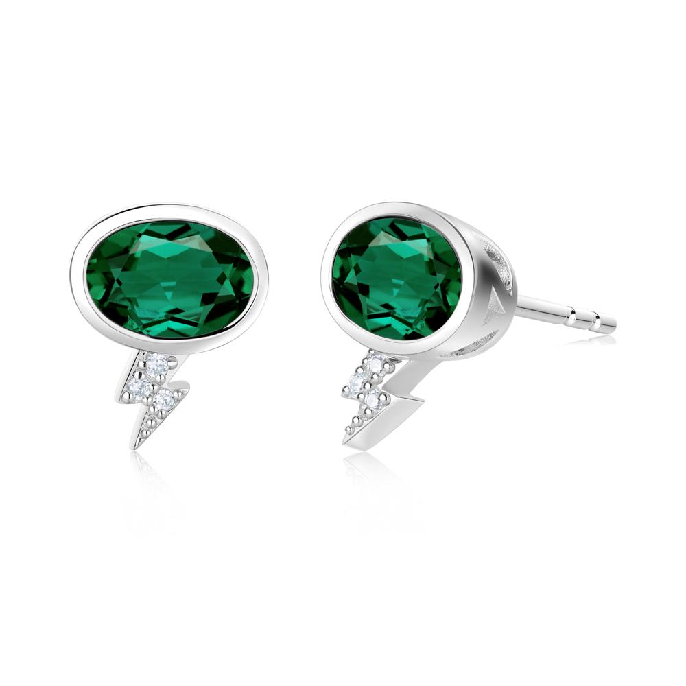 Lightning Oval Cut Garnet Stud Earrings - LUO Jewelry #gemstone_Emerald