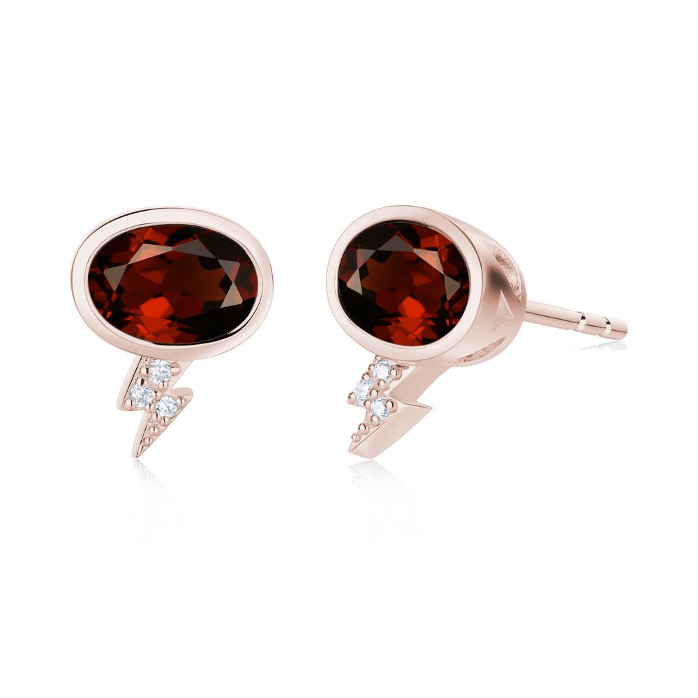 Lightning Oval Cut Garnet Stud Earrings - LUO Jewelry #gemstone_Garnet