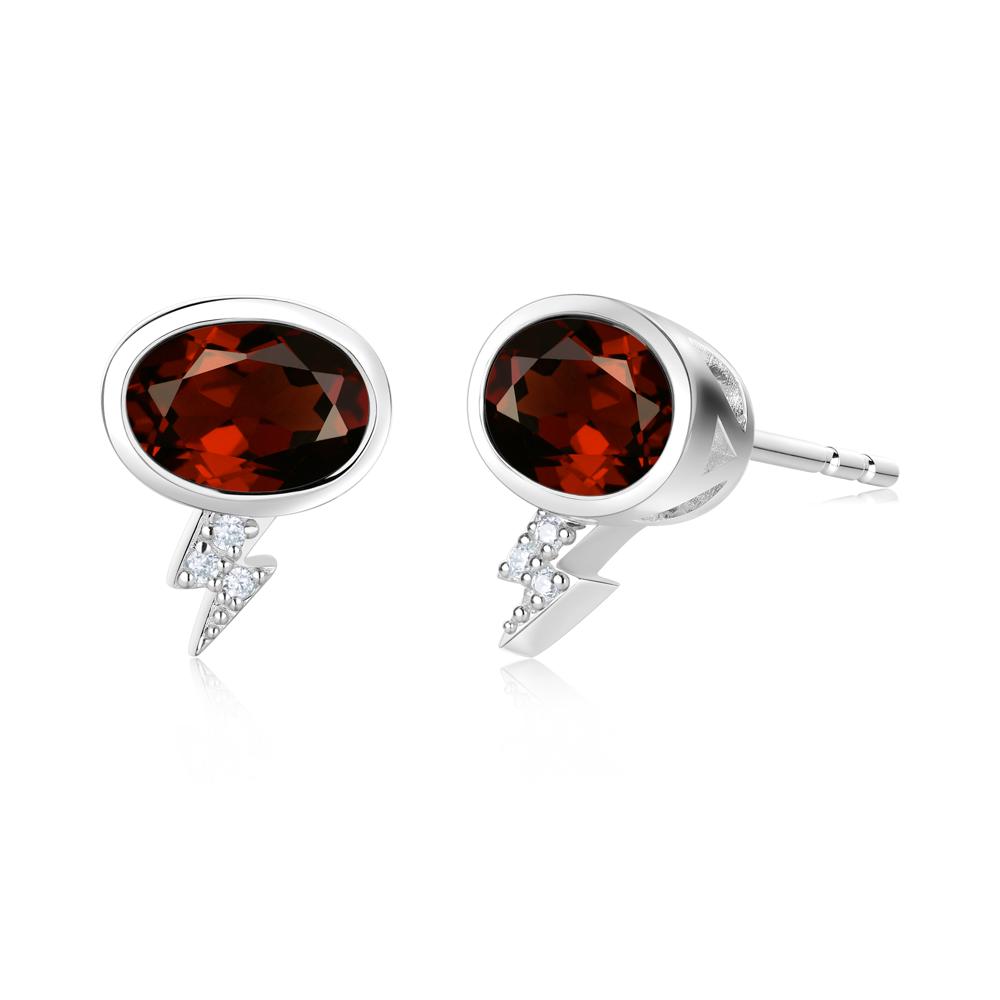 Lightning Oval Cut Garnet Stud Earrings - LUO Jewelry #gemstone_Garnet