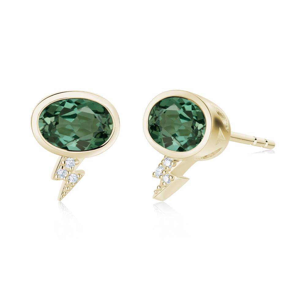 Lightning Oval Cut Garnet Stud Earrings - LUO Jewelry #gemstone_Green Sapphire