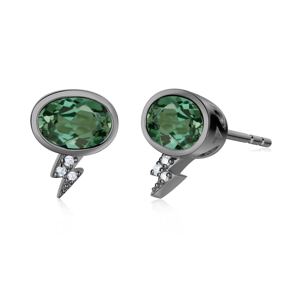 Lightning Oval Cut Garnet Stud Earrings - LUO Jewelry #gemstone_Green Sapphire
