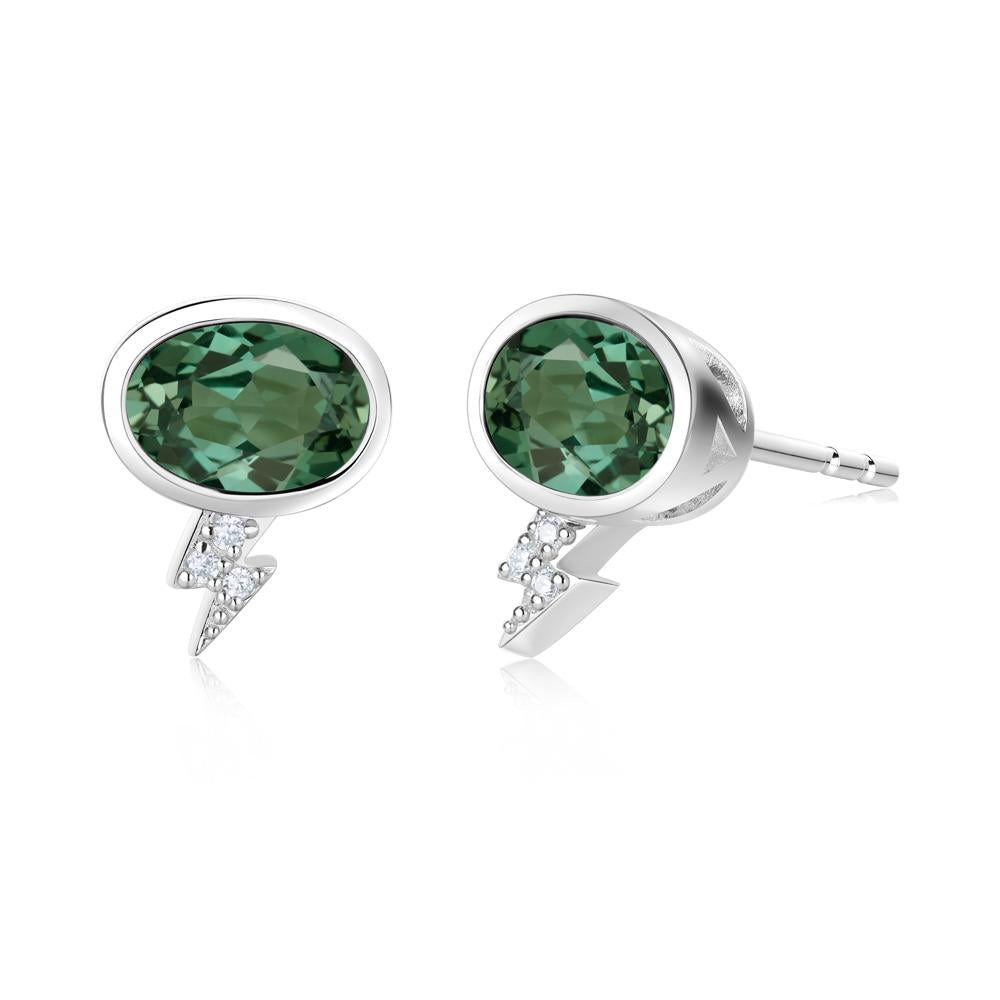 Lightning Oval Cut Garnet Stud Earrings - LUO Jewelry #gemstone_Green Sapphire