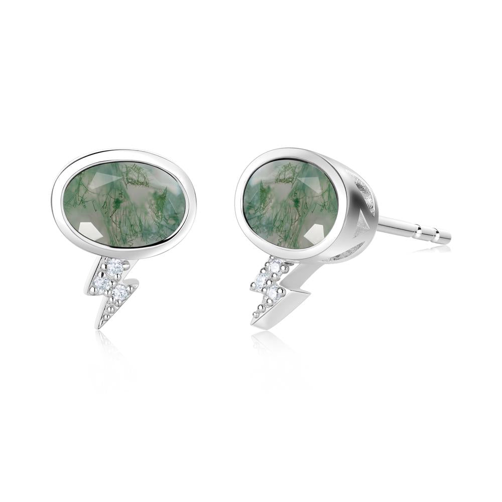 Lightning Oval Cut Garnet Stud Earrings - LUO Jewelry #gemstone_Moss Agate