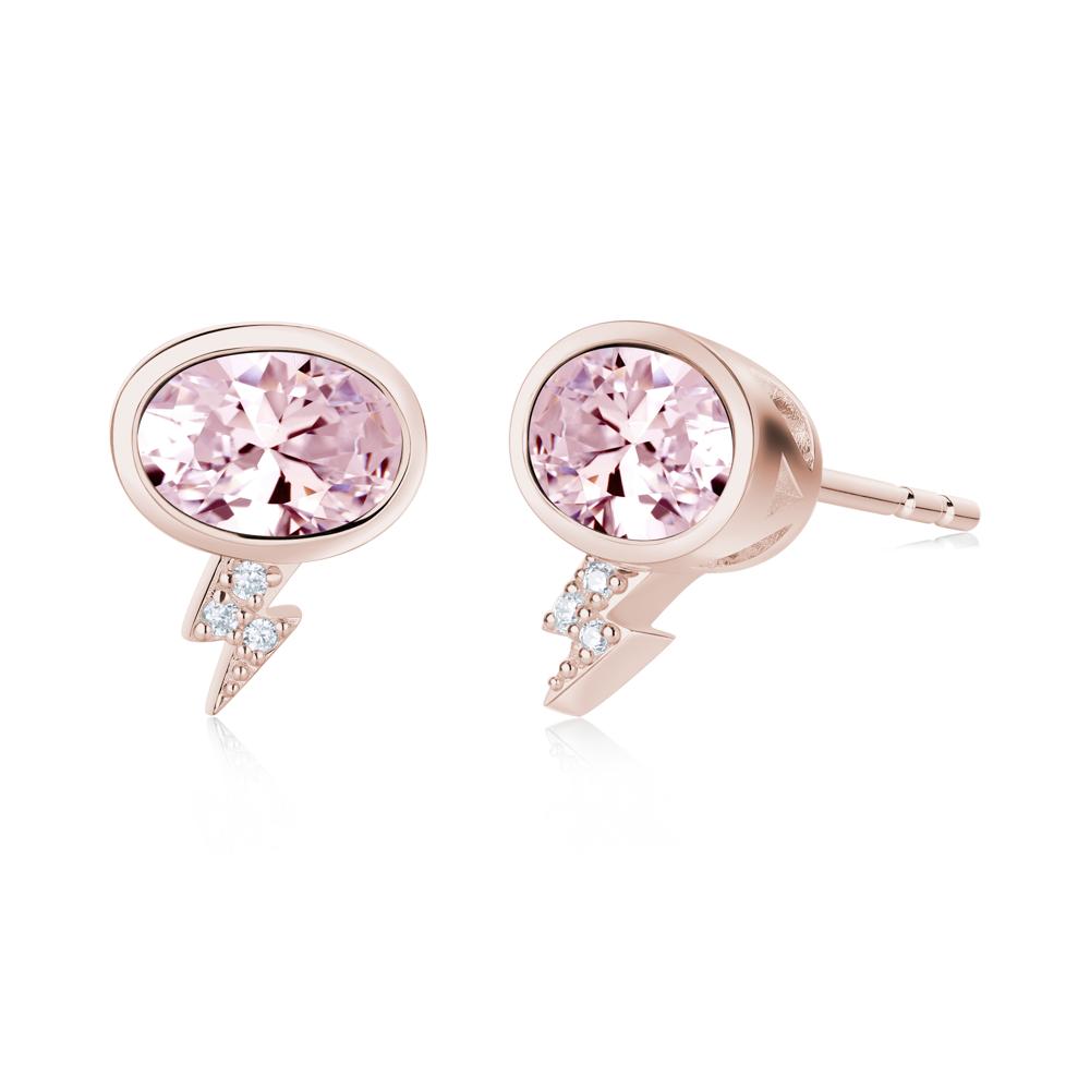 Lightning Oval Cut Garnet Stud Earrings - LUO Jewelry #gemstone_Pink Cubic Zirconia