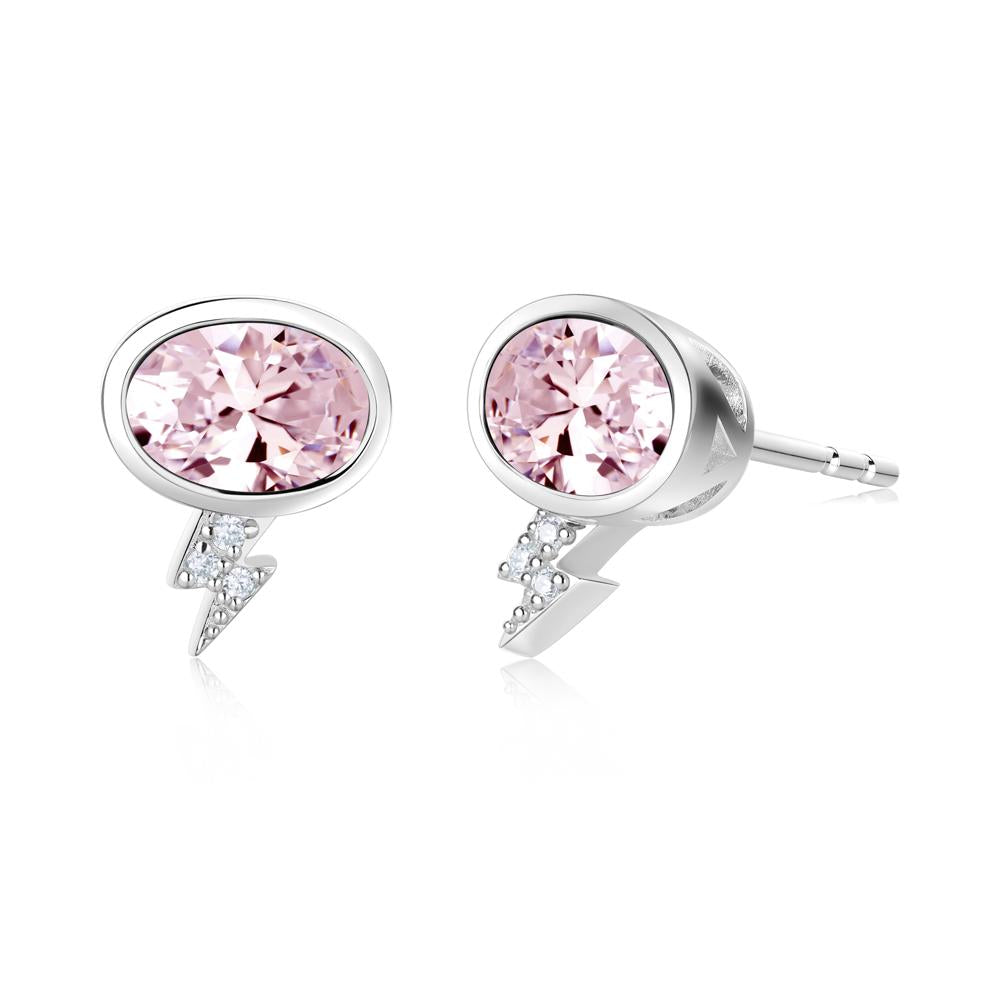 Lightning Oval Cut Garnet Stud Earrings - LUO Jewelry #gemstone_Pink Cubic Zirconia