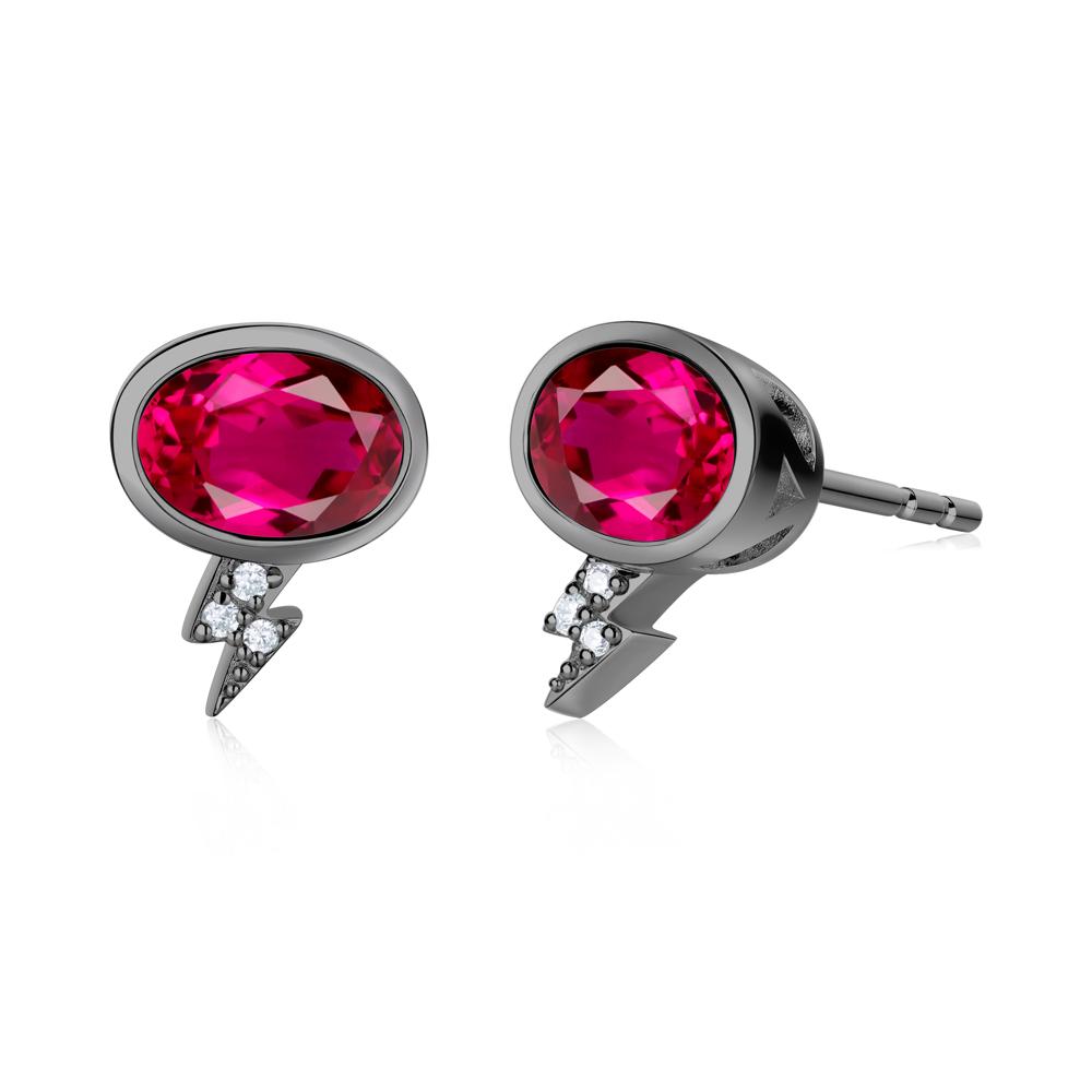 Lightning Oval Cut Garnet Stud Earrings - LUO Jewelry #gemstone_Ruby
