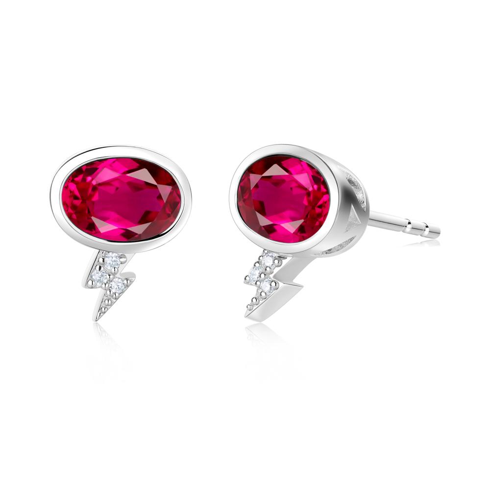 Lightning Oval Cut Garnet Stud Earrings - LUO Jewelry #gemstone_Ruby