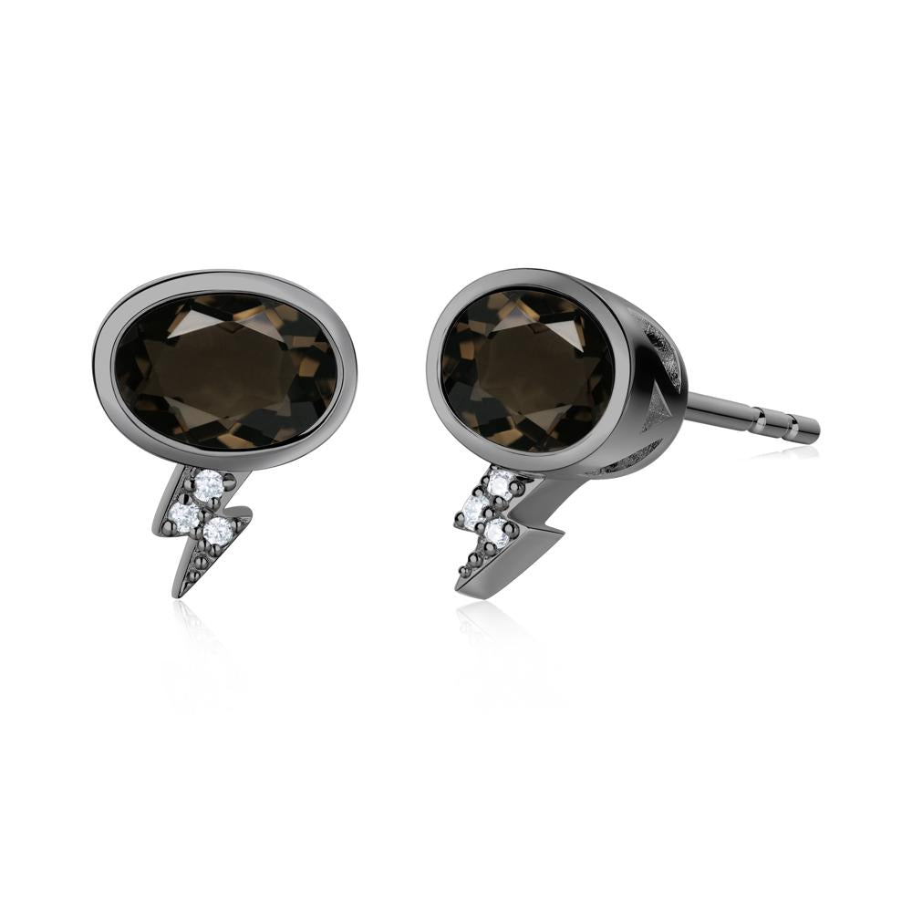 Lightning Oval Cut Garnet Stud Earrings - LUO Jewelry #gemstone_Smoky Quartz