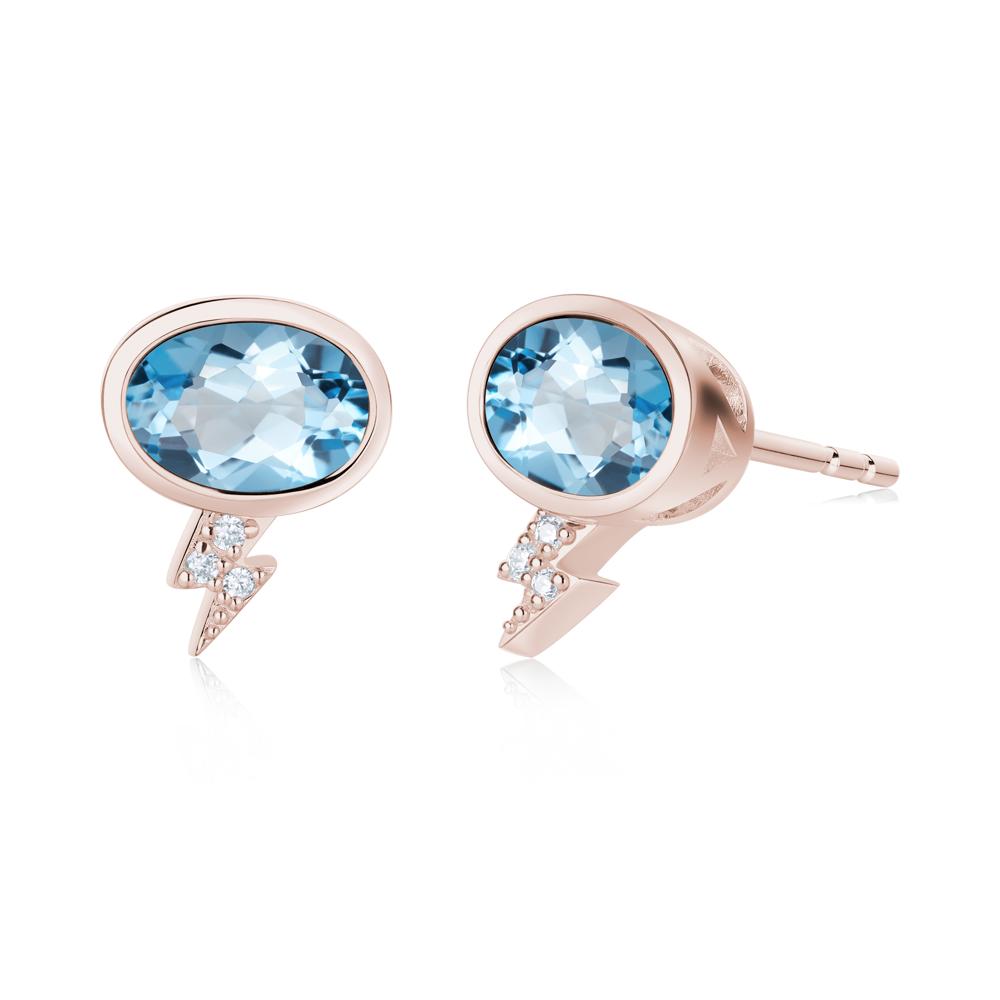 Lightning Oval Cut Garnet Stud Earrings - LUO Jewelry #gemstone_Swiss Blue Topaz