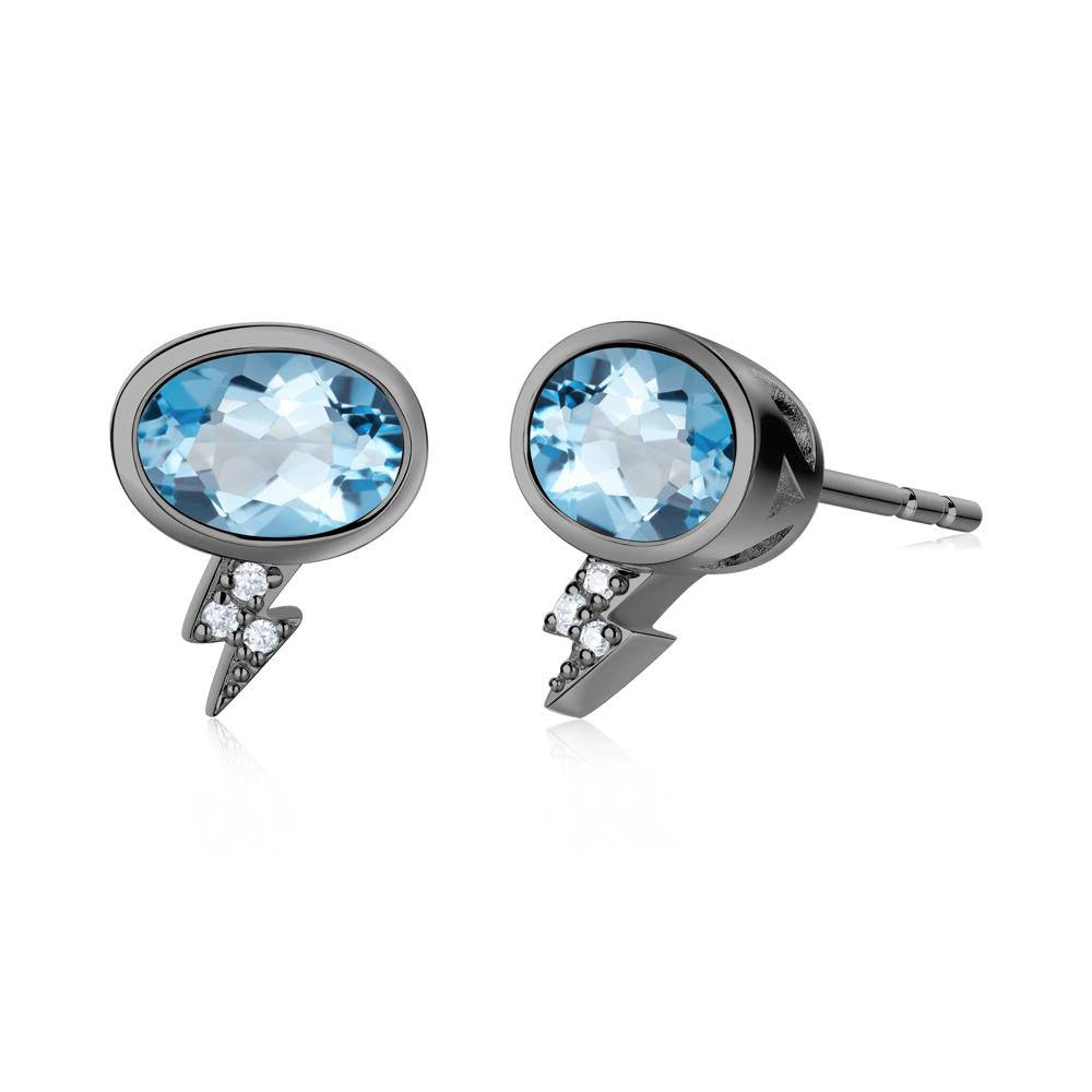 Lightning Oval Cut Garnet Stud Earrings - LUO Jewelry #gemstone_Swiss Blue Topaz