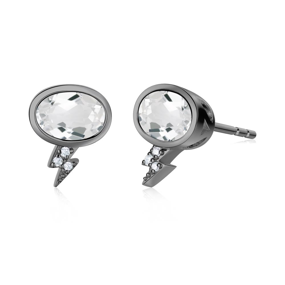 Lightning Oval Cut Garnet Stud Earrings - LUO Jewelry #gemstone_White Topaz
