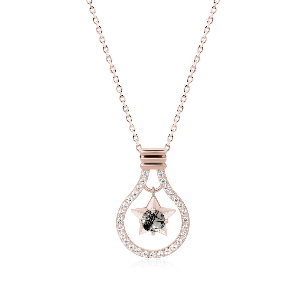 Lightbulb Star Green Amethyst Necklace - LUO Jewelry #gemstone_Black Rutilated Quartz