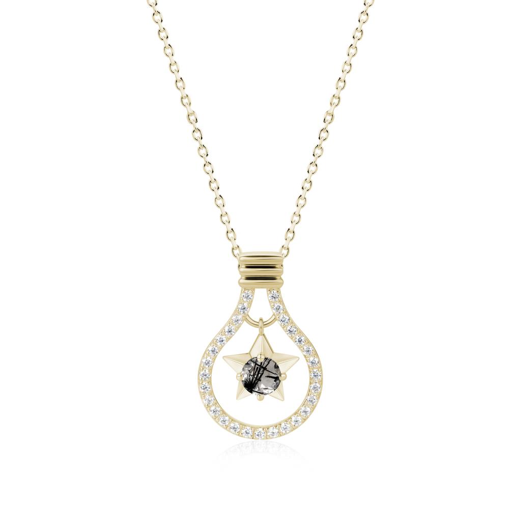 Lightbulb Star Green Amethyst Necklace - LUO Jewelry #gemstone_Black Rutilated Quartz