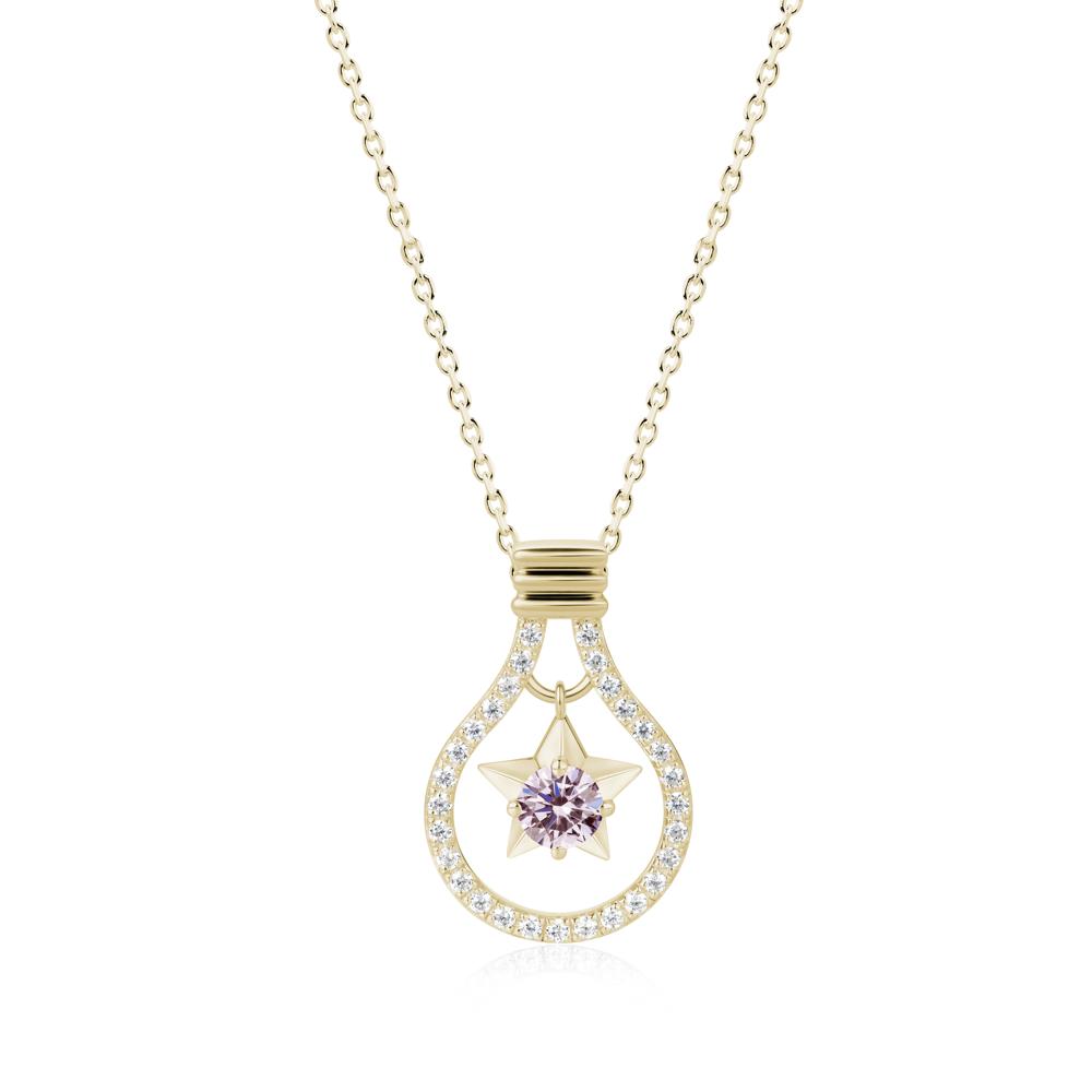 Lightbulb Star Green Amethyst Necklace - LUO Jewelry #gemstone_Pink Cubic Zirconia
