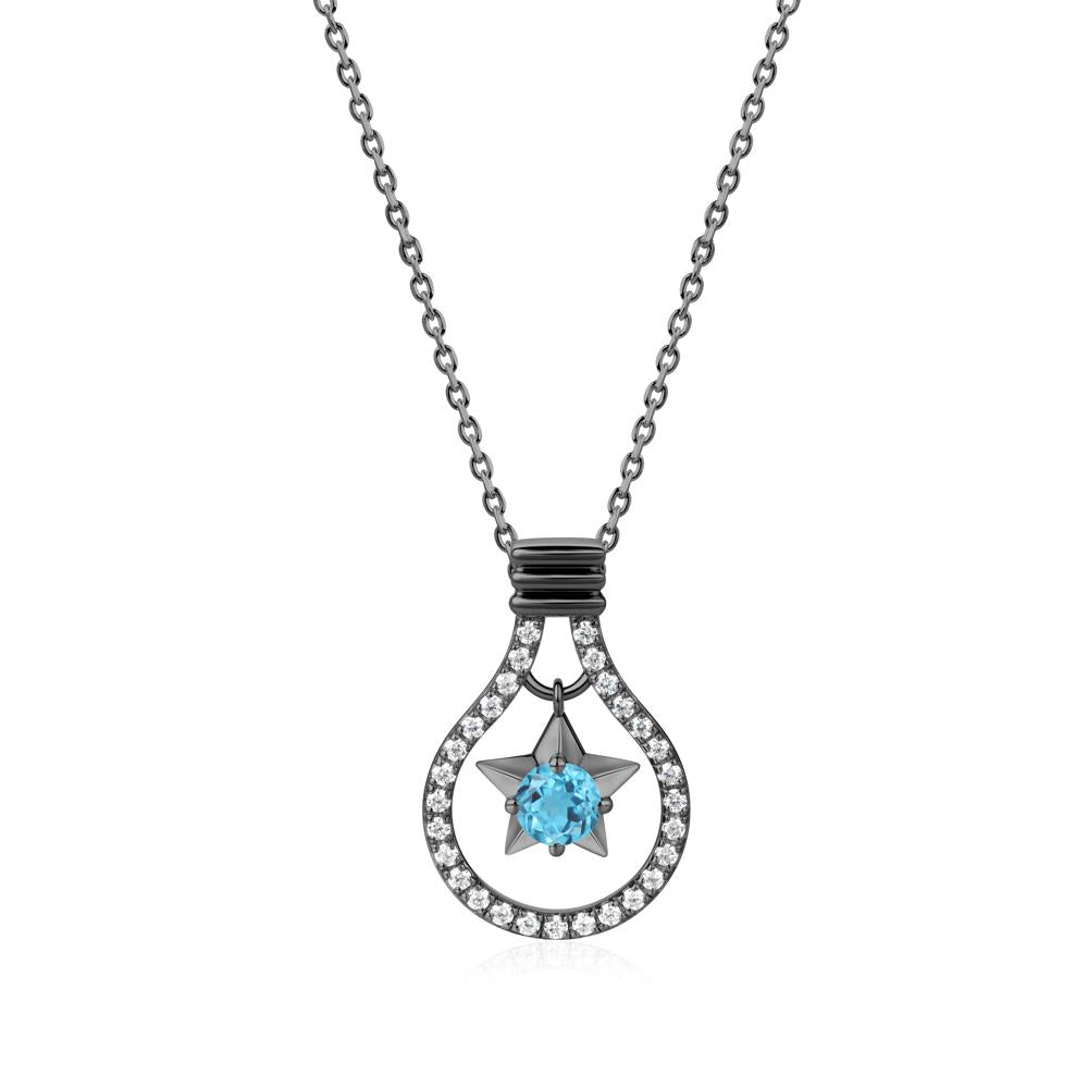 Lightbulb Star Green Amethyst Necklace - LUO Jewelry #gemstone_Swiss Blue Topaz